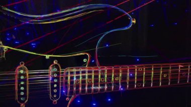 Duvar kağıdı. Renkli neon arkaplan. Neon ışığı gitarı 