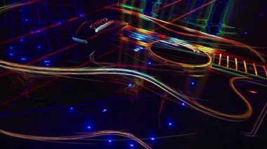 Duvar kağıdı. Renkli neon arkaplan. Neon ışığı gitarı 