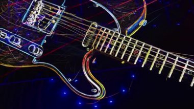Duvar kağıdı. Renkli neon arkaplan. Neon ışığı gitarı 