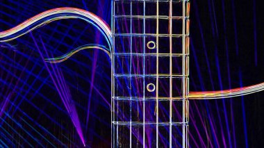 Duvar kağıdı. Renkli neon arkaplan. Neon ışığı gitarı 