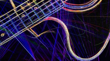 Duvar kağıdı. Renkli neon arkaplan. Neon ışığı gitarı 