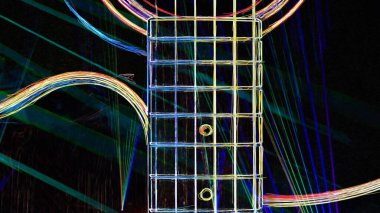 Duvar kağıdı. Renkli neon arkaplan. Neon ışığı gitarı 