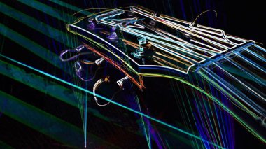 Duvar kağıdı. Renkli neon arkaplan. Neon ışığı gitarı 