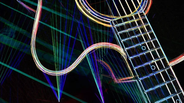 Duvar kağıdı. Renkli neon arkaplan. Neon ışığı gitarı 