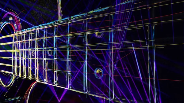 Duvar kağıdı. Renkli neon arkaplan. Neon ışığı gitarı 