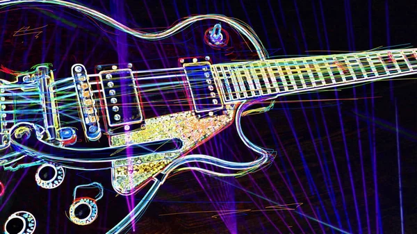 Duvar Kağıdı Renkli Neon Arkaplan Neon Işığı Gitarı — Stok fotoğraf