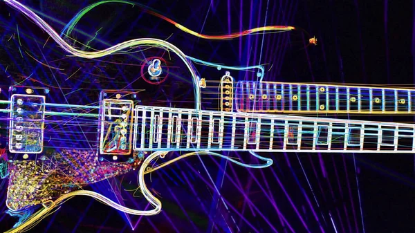 壁紙だ ネオンカラーの背景 ネオンギター — ストック写真
