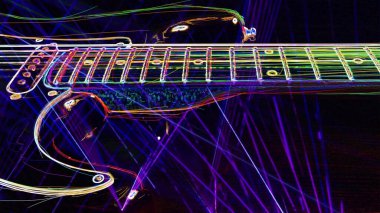 Duvar kağıdı. Renkli neon arkaplan. Neon ışığı gitarı 
