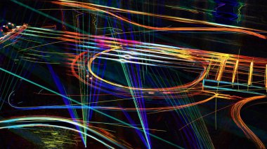 Duvar kağıdı. Renkli neon arkaplan. Neon ışığı gitarı 