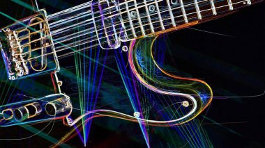 Duvar kağıdı. Renkli neon arkaplan. Neon ışığı gitarı 