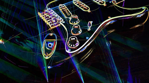 Tapete Farbe Neon Hintergrund Leuchtgitarre — Stockfoto