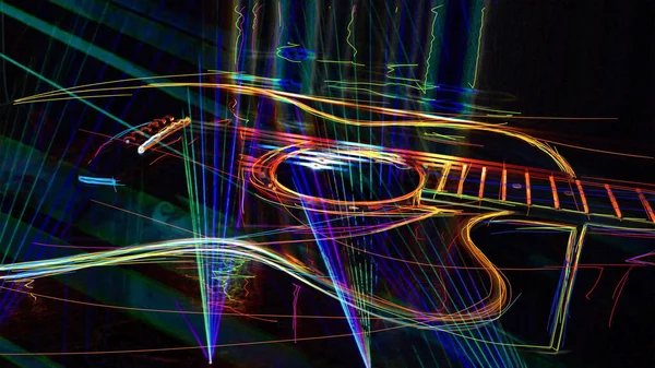 Duvar kağıdı. Renkli neon arkaplan. Neon ışığı gitarı 
