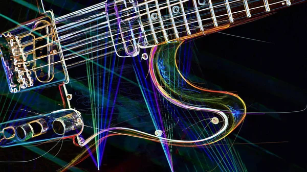 Bakgrund Färg Neon Bakgrund Neonljus Gitarr — Stockfoto