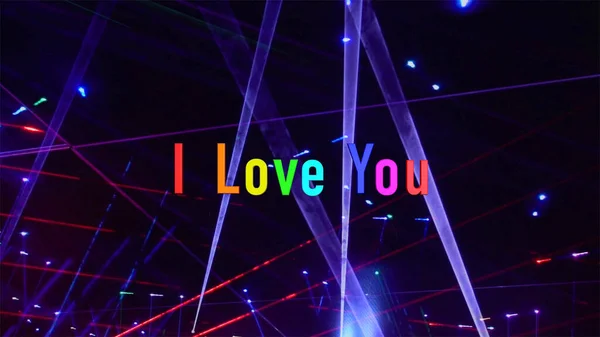 Love You Text Rainbow Colors Stage Light Background — Fotografia de Stock