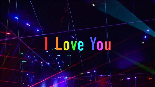 Love You Text Rainbow Colors Stage Light Background — Stockfoto