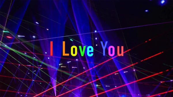 Love You Text Rainbow Colors Stage Light Background — Fotografia de Stock