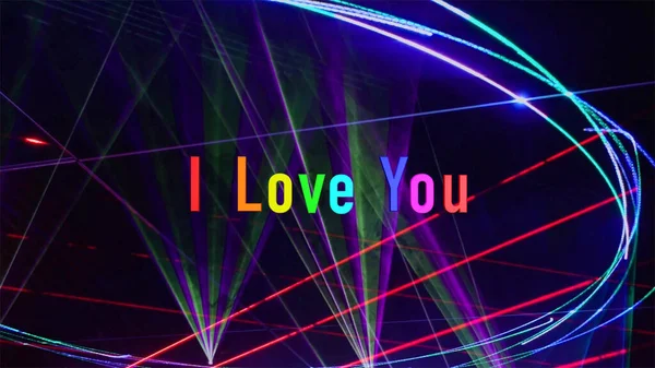 Love You Text Rainbow Colors Stage Light Background — Stockfoto