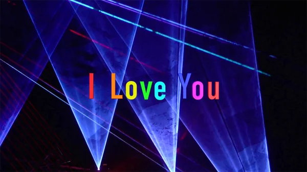 Love You Text Rainbow Colors Stage Light Background — Stockfoto