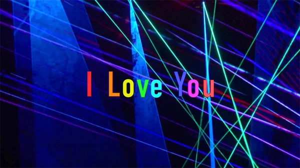 Love You Text Rainbow Colors Stage Light Background — Fotografia de Stock