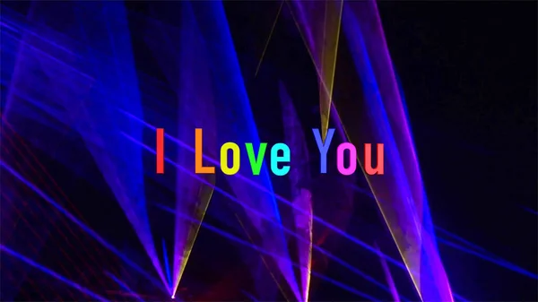 Love You Text Rainbow Colors Stage Light Background — Stockfoto