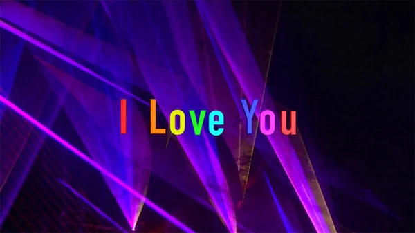 Mesajını Seviyorum Gökkuşağı Renkleri Sahne Işığı Arkaplanı — Stok fotoğraf