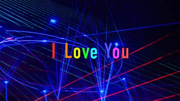 Love You Text Rainbow Colors Stage Light Background — Fotografia de Stock