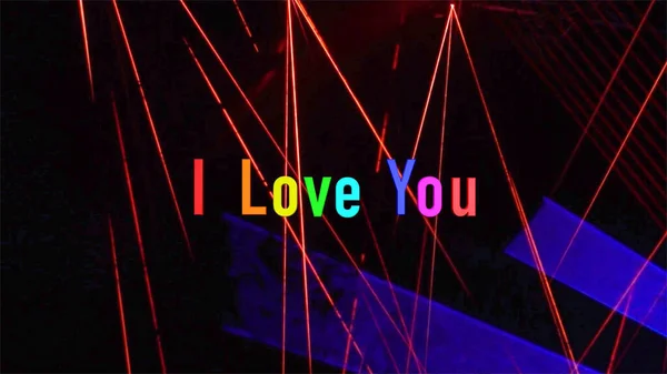 Love You Text Rainbow Colors Stage Light Background — Fotografia de Stock