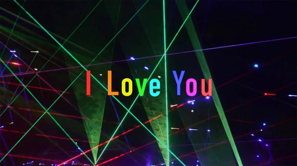 Love You Text Rainbow Colors Stage Light Background — Stockfoto
