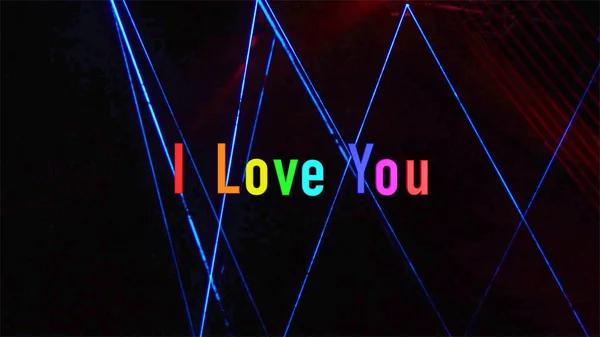 Love You Text Rainbow Colors Stage Light Background — Fotografia de Stock