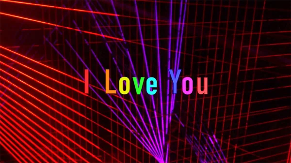 Love You Text Rainbow Colors Stage Light Background — Fotografia de Stock