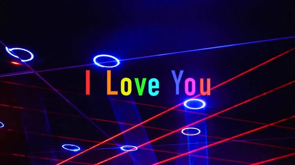 Love You Text Rainbow Colors Stage Light Background — Stock Photo, Image