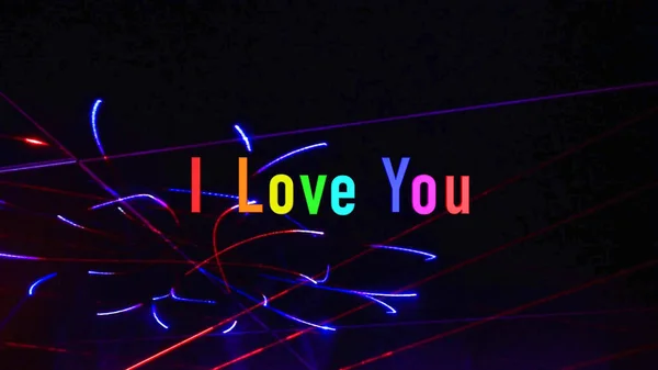 Love You Text Rainbow Colors Stage Light Background — Stockfoto