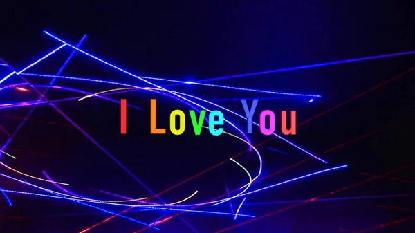 Mesajını Seviyorum Gökkuşağı Renkleri Sahne Işığı Arkaplanı — Stok fotoğraf