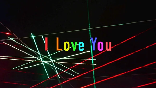 Love You Text Rainbow Colors Stage Light Background — Fotografia de Stock