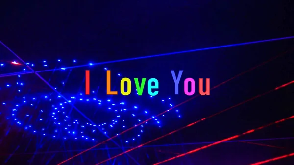 Love You Text Rainbow Colors Stage Light Background — Fotografia de Stock