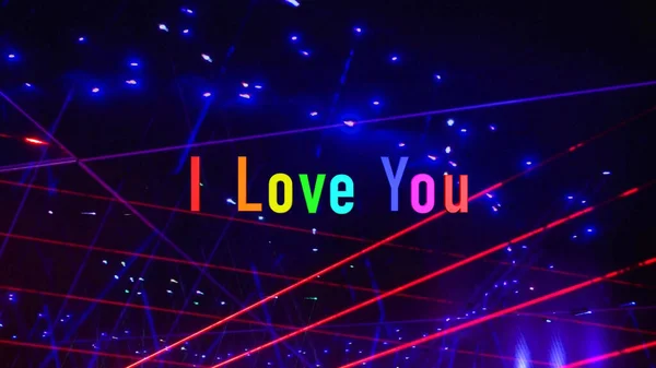 Love You Text Rainbow Colors Stage Light Background — Stockfoto