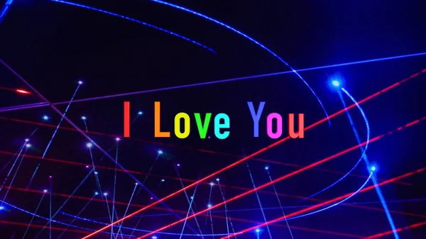 Love You Text Rainbow Colors Stage Light Background — Fotografia de Stock