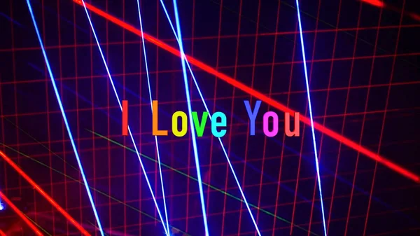 Love You Text Rainbow Colors Stage Light Background — Fotografia de Stock