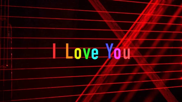 Love You Text Rainbow Colors Stage Light Background — Fotografia de Stock