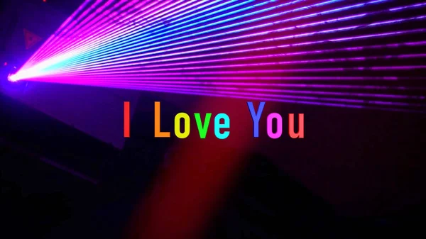 Love You Text Rainbow Colors Stage Light Background — Stockfoto