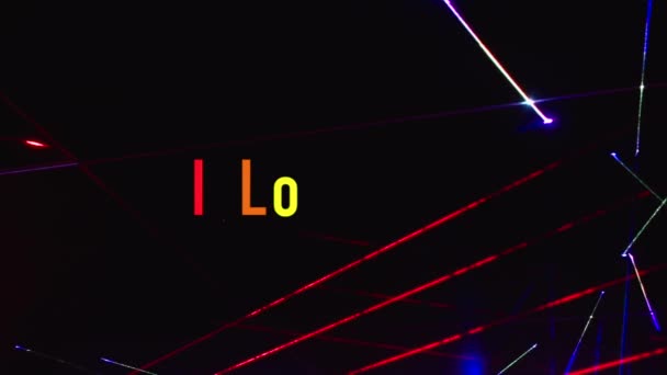 Love You Text Rainbow Colors Stage Light Background — Stock Video