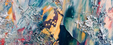 Renkli soyut arka plan duvar kağıdı. Modern motif görsel sanat. Yağlı boya karışımı. Moda el boyama bezi. Duvar dekorasyonu ve duvar resimleri fikri. Üç boyutlu doku. Sanat nesnesi