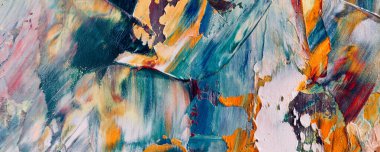 Renkli soyut arka plan duvar kağıdı. Modern motif görsel sanat. Yağlı boya karışımı. Moda el boyama bezi. Duvar dekorasyonu ve duvar resimleri fikri. Üç boyutlu doku. Sanat nesnesi