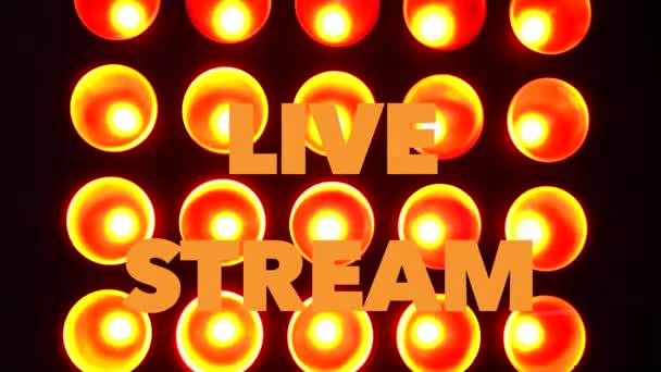 Live Stream Tekst Helder Licht Achtergrond — Stockvideo