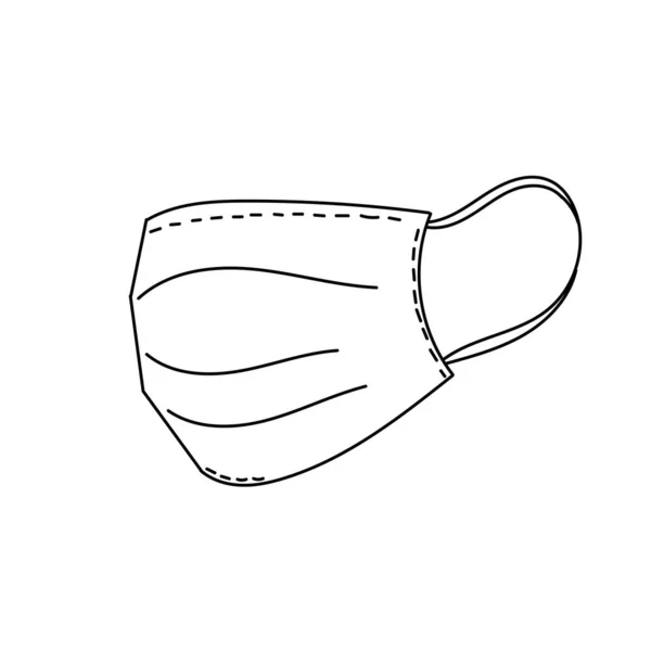 Maschera Disegnata Mano Semplice Vettore Doodle Con Respiratore Medico Isolato — Vettoriale Stock