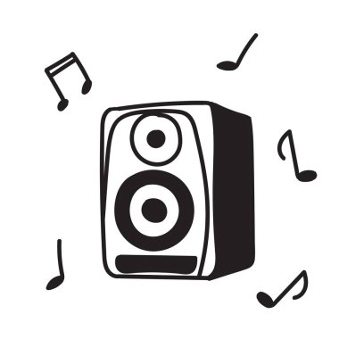 Karalama tarzında el çizimi müzik sütunu. Siyah felç. Beyaz arkaplanda izole edilmiş basit vektör illüstrasyonu