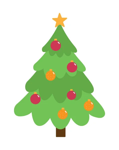 Árbol Hristmas Con Decoraciones Estrella Icono Plano Para Aplicaciones Sitios — Archivo Imágenes Vectoriales