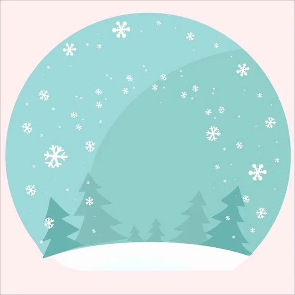 Christmas cartoon background with trees and snowflakes. Night in the woods. Vector flat illustration isolated on white background — Stock Vector