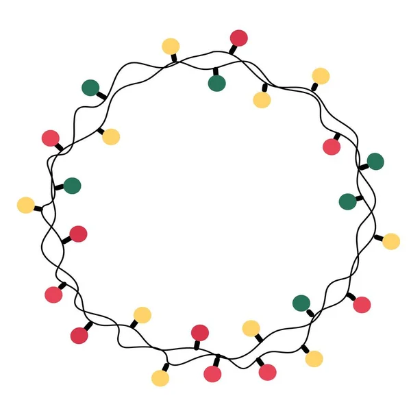 Dekorativní oválné barevné žárovky girland, vánoční dekorace, vektorové ilustrace — Stockový vektor