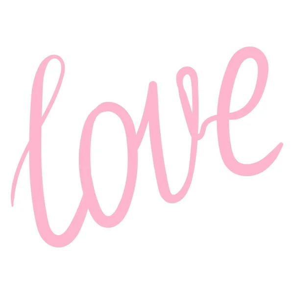 Lettere Disegnate Mano Amore Simboli Calligrafici Rosa Sullo Sfondo Bianco — Vettoriale Stock